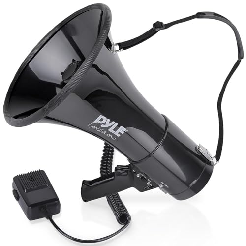 PYLE-PRO 50W Megaphone Speaker PA Bullhorn, Black Aux Input, Adjustable Volume, Siren, 35mm Aux Input, Ideal for Sports Ev...
