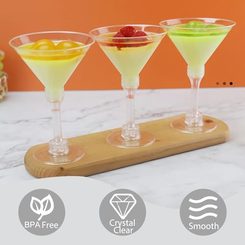 WUWEOT 60 Pack Plastic Martini Glasses, 5 Oz Tall Cocktail Glasses, Unbreakable Appetizer Dessert Cups Drinkware for Home ...
