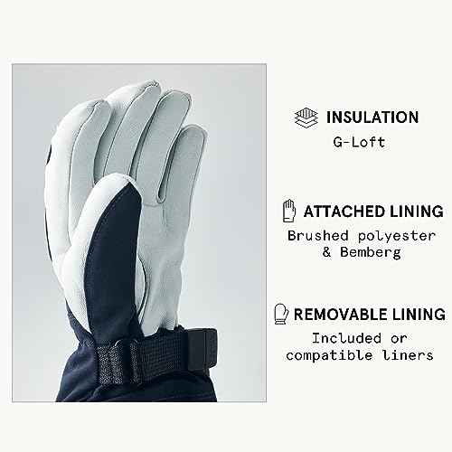 Hestra Army Leather Heli Ski Junior Glove (Youth 4-13yrs) | Waterproof, Insulated Classic 5-Finger Leather Kids Gloves for Winter, Skiing & Playing in The Snow