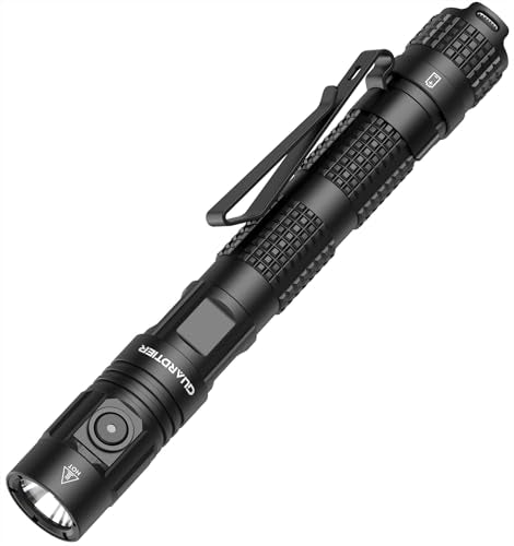 Guardtier ML70 1500 Lumen EDC Flashlight Rechargeable, Pen Style Self Defense Compact Tactical Flashlight with 2AA Dual Po...