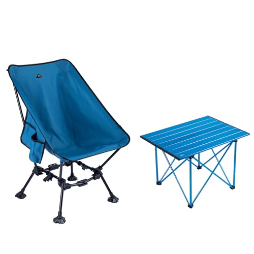 iClimb 1 Ultralight Folding Table and 1 Two-Heights Light Compact Anti-Sinking Chair Bundle, Ultralight Compact for Adults...