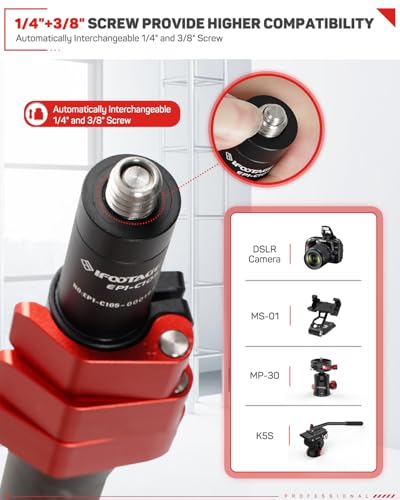 IFOOTAGE Carbon Fiber Camera Pole, 37-108cm/14.6-42.5in Extension Tube With 1/4" 3/8" Screw, Compatible With Tripod/Monopo...