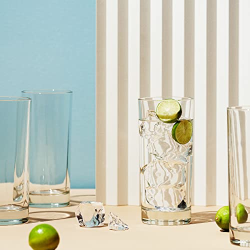 Godinger Highball Drinking Glasses, Italian Made Tall Glass Cups, Water Glasses Drinking Set, Cocktail Glasses - 14oz, Set...