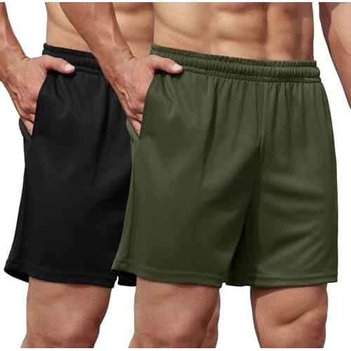 COOFANDY Men's 2 Pack Gym Workout Shorts 5 Inch Mesh Athletic Shorts Quick Dry Running Shorts with Pockets