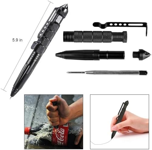 OIJ 5 Pack Military Tactical Pen Set, Professional Self Defense Pen, Emergency Glass Breaker Pen, Tungsten Steel Writing T...
