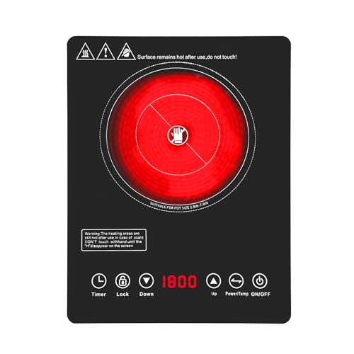 HANKESI Single Burner Electric Cooktop,110V 1800W Electric Stove Top with LED Touch Control,9 Power Levels, 3 hTimer, Safe...