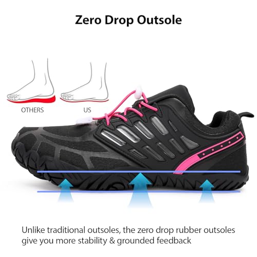 MeXYZ Hike Barefoot Shoes Women Wide Toe Box Zero Drop Minimalist Shoes for Workout Cross-Trainer Walking Hiking Water Gro...
