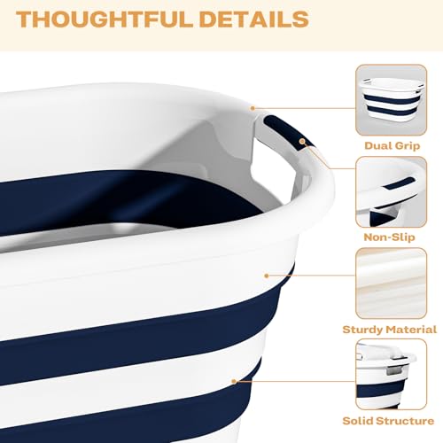 43L(11.5Gallon) Collapsible Laundry Baskets plastic, Pop Up Laundry hamper/Storage Container, Foldable Laundry Basket with...