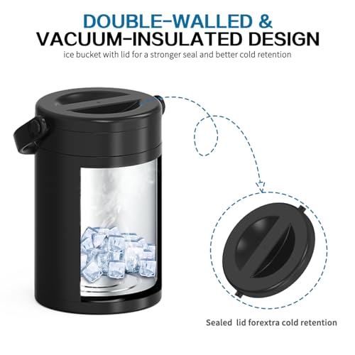 4.8L Insulated Ice Bucket, 5Quart Double Wall Vacuum Stainless Steel Keeps Frozen Longer, insulated Wine Cooler used for P...