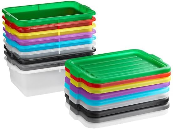 20 x 15 Inch Heavy-Duty Polypropylene Bus Tub Storage Box Lid, White, Stackable with Reinforced Rim, Dishwasher Safe