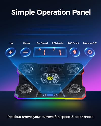 ChillCore Laptop Cooling Pad, RGB Lights Laptop Cooler 9 Fans for 15.6-19.3 Inch Laptops, Gaming Laptop Fan Cooling Pad wi...