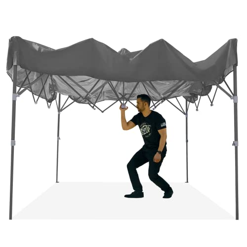 E-Z UP Patriot ONE-UP Technology Vented Shelter, 10' x 10', Steel Grey