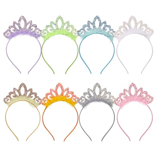Zifengcer Birthday crown，8 Pack Princess Crown Headband, Glitter Sequin Crown Headband, Shiny Tiaras and Crowns Hair Acces...