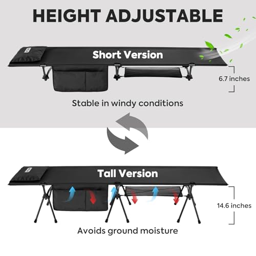 ICECO Camping Cot with Camping Blanket, Folding Cot for Camping, Portable Bed Sleeping Cot, Lightweight Backpacking Cot St...
