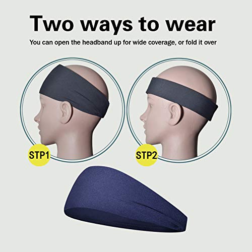 Pilamor Sports Headbands for Men (5 Pack),Moisture Wicking Workout Headband, Sweatband Headbands for Running,Cycling,Footb...