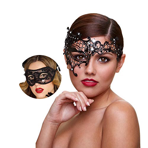 MYMENU Masquerade Mask for Couples Women Metal Rhinestone Venetian Party Evening Prom ball
