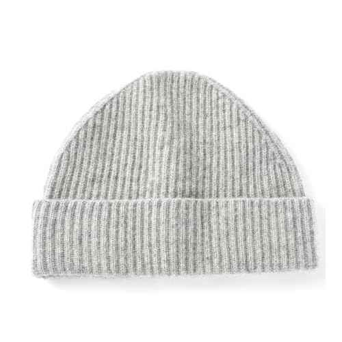 Villand 100% Cashmere Ribbed Cuffed Hat for Men, Ultra-Soft Men's Pure Cashmere Winter Ski Beanie