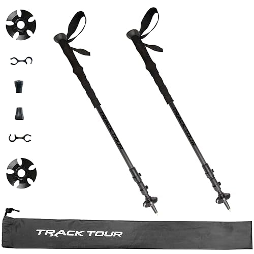 Trxacktour Trekking Pole Lightweight with Extended Down Grip Carbon Fiber 3-Section Telescopic Adjustment