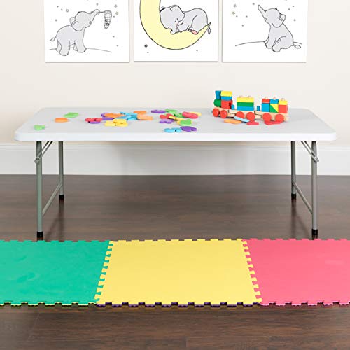 EMMA + OLIVER 4.93' Kids Folding Activity Table for Classrooms and Home, Heavy-Duty Rectangular Plastic Classroom Table fo...