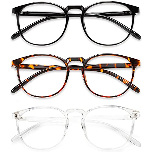 Przene 3 Pack Blue Light Blocking Glasses Women/Men,Retro Round Computer Glasses Anti Eye Strain/UV/Glare, Gaming Glasses....