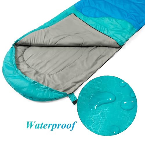 Sleeping Bag - 3 Seasons for Adults Kids Boys Girls Camping Hiking - Warm Cold Weather Lightweight Portable with Compressi...