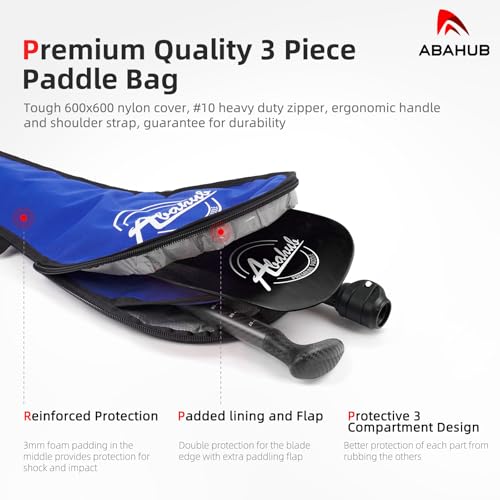 Abahub Carbon Fiber SUP Paddles, 1 x 3 Section Adjustable 67" - 86" Carbon Fiber Shaft, Lightweight Stand-up Paddle Oars f...