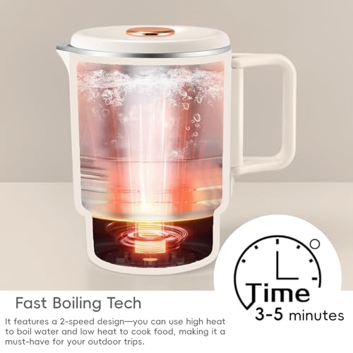 Premium Travel-Friendly Foldable Electric Kettle - 21oz Hot Water Boiler with for Coffee, Tea & Instant Drinks, Portable &...