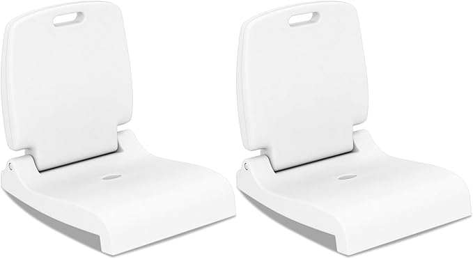 Goplus Poolside Chair for Edge of Pool, Foldable Portable Flip Seat w/Back Support & 2 Handles, Lightweight Outdoor Camping Chair for Stadium, Tailgating, Fishing, Boats, Beach (White, 2 Packs)