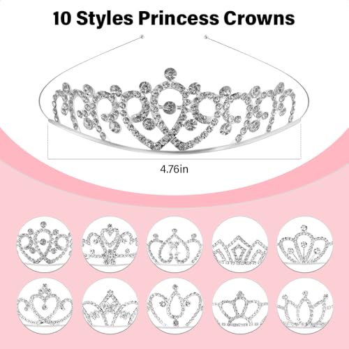 TOBATOBA 10Pcs Tiaras for Women Girls Sparkling Rhinestone Princess Tiara Headband Crowns for Women Girls Tiaras Set Small...