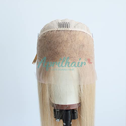 Pre-plucked #27 Honey Blonde 13X4 Lace Front Wigs Straight Glueless 150% Density Brazilian Virgin Human Hair (27 Frontal Wig, 14 INCH)