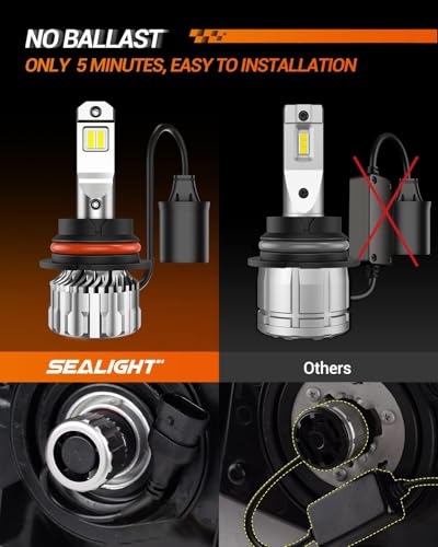 SEALIGHT 9007/HB5 Bulbs 46000LM, 9007 Bulbs 6500K Cool White Fog Lights, 60000+ Hours’ Lifespan with 15000RPM Cooling Fan,...