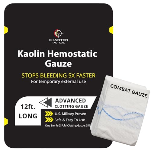 First Aid Advanced Quick Clotting Combat Gauze - Flexible Hemostatic Gauze - to Stop The Bleed kit Faster Wound Packing wi...