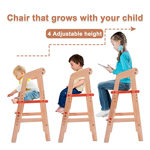 YOLEO High Chair Wooden for Toddlers Junior Childs, Sturdy Durable Dining Feeding Chair with Steps Grows with Child, Max 6...