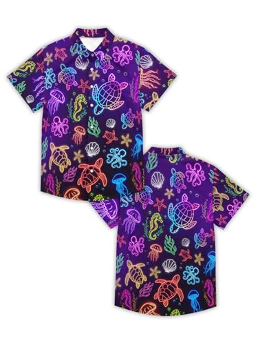 REVENEVER Funny Hawaiian Shirts for Men Short Sleeve Button Down Casual Shirts Summer Tropical Beach Shirt