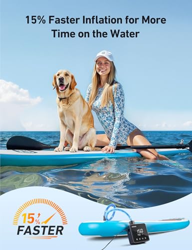 AstroAI P2 Paddle Board Pump 20PSI 12V DC Car Connector Portable,SUP Pump for Paddleboard, Air Pump with Auto-Off, Deflati...