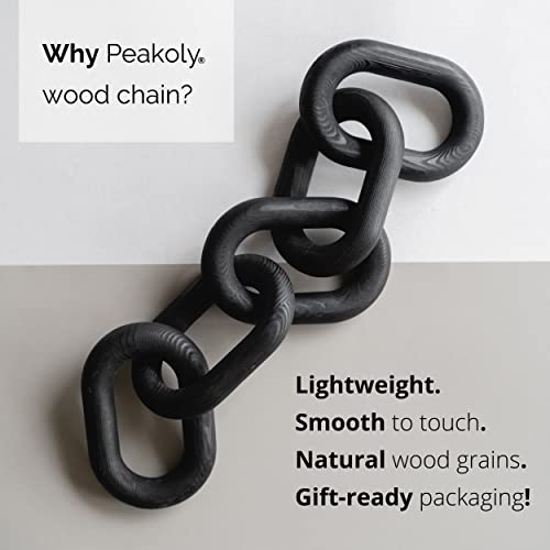 PEAKOLY Wood Chain Link Decor - Modern Coffee Table Decor Items, Black Chain Decor for Coffee Table, Wooden Decorative Cha...