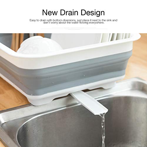 THANSTAR Collapsible Dish Drying Rack Portable Dinnerware Drainer Organizer for Kitchen RV Campers Travel Trailer Space Sa...