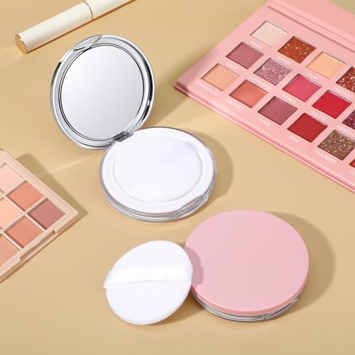 IANFAN 2 Pcs Loose Powder Container with Puff, 0.18 oz Refillable Empty Powder Compact Portable Empty Makeup Powders Trave...