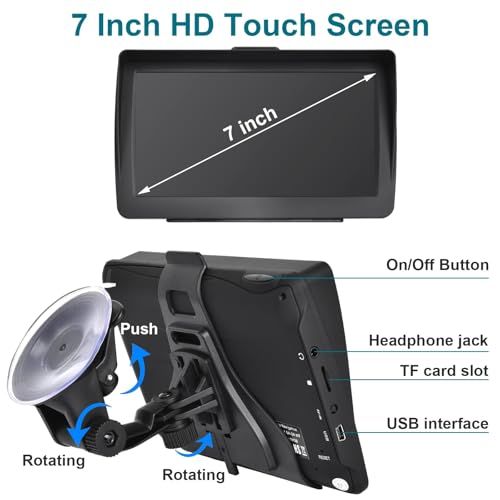 GPS Navigator for Car 7-inch HD Touch Screen Voice Turn Alert Speed Limit Red Light Alert Truck Car GPS Navigation with pr...