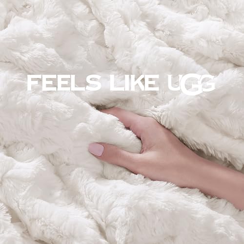UGG Adalee Faux Fur Throw Blanket Luxury Lightweight Cozy Soft Throw for Couch Bed or Chair Hypoallergenic Machine Washabl...