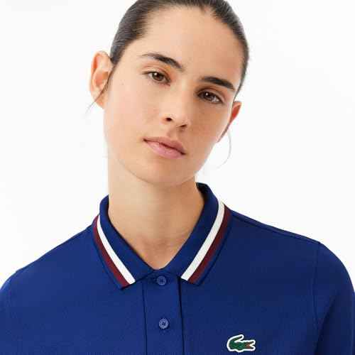 Lacoste Women's Sport Uv Protect Stripe Collar Tennis Polo Shirt