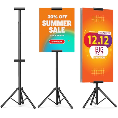 Netuaoo Poster Stand Banner Stand Poster Board Stand Foldable Floor Standing Sign Holder Adjustable Height Up to 88" Doubl...