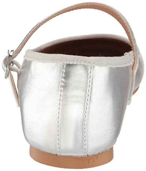 Steve Madden Women's Violette Mary Jane Flat, Silver Metallic, 9.5