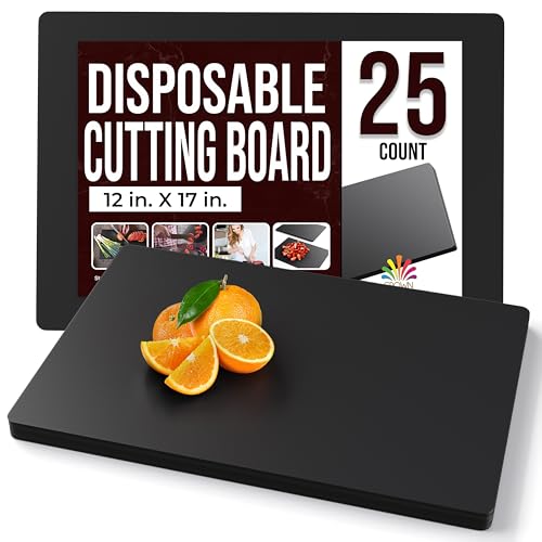 Crown Display Disposable Cutting Boards for Kitchen 25 Count Black Cutting Board 12 Inch X 17.5 Inch Flexible Cutting Boar...