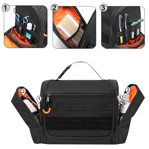 Prokva Tactical Toiletry Travel Bag for Men, Hanging Dopp Kit Hygiene Bag Shower Organizer with Hook for Toiletries and Sh...