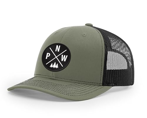 Pacific Northwest Baseball Snapback Trucker Hats with Leather Patch for Men and Women PNW Gifts Outdoor Camping Hiking Cap