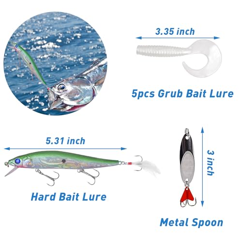 Saltwater Fishing Gear Kit,131pcs Saltwater Surf Fishing Tackle Kit Include Saltwater Fishing Lures Fishing Bait Rigs Pyra...