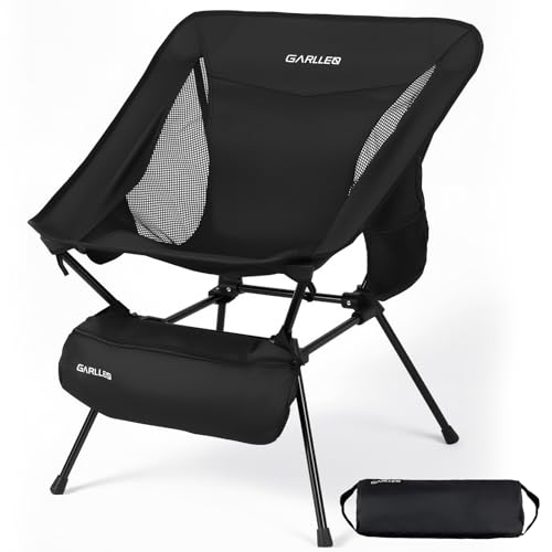 GARLLEN Folding Camping Chair with Anti-Slip Feet, Ultralight Folding Picnic Chair with Storage Side Bag, Portable Backpac...