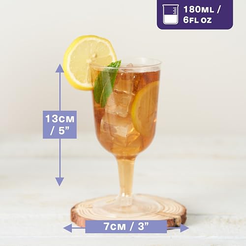 MATANA 12 Premium Plastic Wine Glasses (6 oz) - Hard Plastic Wine Glass for Cocktails, Dessert, Wine Tasting - Reusable Wi...
