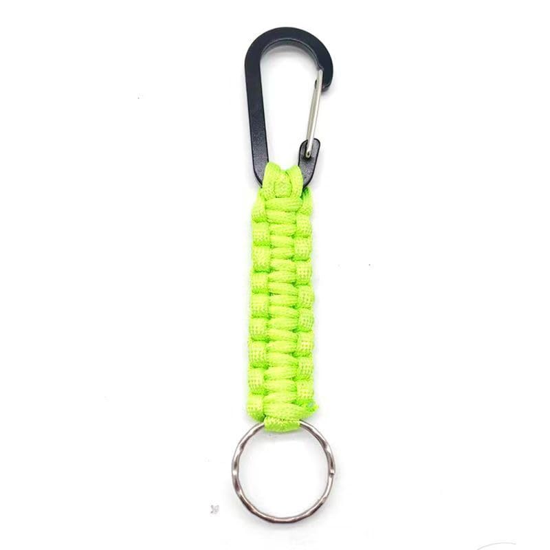 Tactical Paracord Keychain with Carabiner Clip –Fluorescent Green Heavy Duty Braided Rope Lanyard Key Holder – Outdoor Cam...